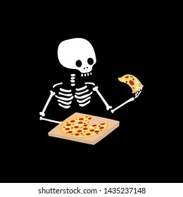 Skeleton and a pizza. It can be used for sticker, patch, phone case, poster, t-shirt, mug etc.