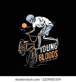 the skeleton playing bmx bicycle vector illustration