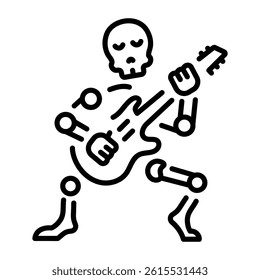 A skeleton playing death music, line style icon 