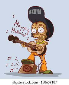 skeleton. Playing guitar