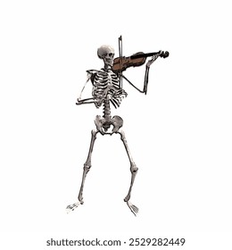 Skeleton playing music on Halloween vector ilustration design template 