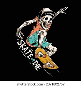 esqueleto tocando una ilustración de pizarra