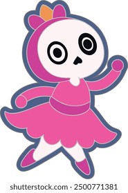 Skeleton Princess Dancing Vector Illustration