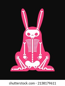 Skeleton Rabbit cartoon isolated. Skull hare Vector illustration