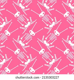 Skeleton Rabbit cartoon pattern seamless. Skull hare background