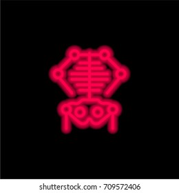 Skeleton red glowing neon ui ux icon. Glowing sign logo vector
