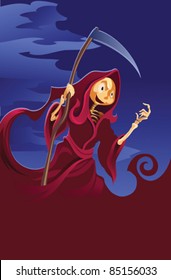 skeleton in a red robe