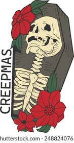 Skeleton Retro Christmas Sublimation Design