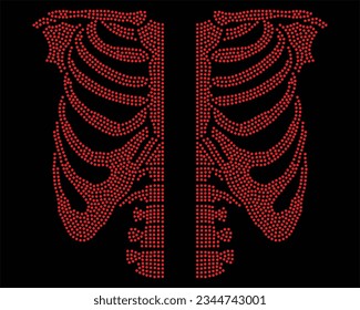 the skeleton Rhinestone t-shirt design