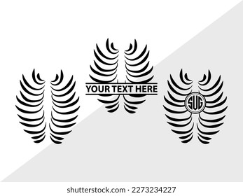 Skeleton Rib Cage SVG Monogram Vector Illustration Silhouette
