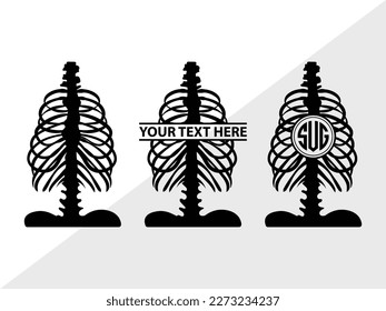 Skeleton Rib Cage SVG Monogram Vector Illustration Silhouette