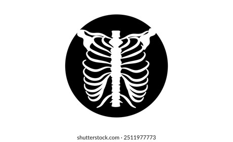 Esqueleto costela tórax, silhueta isolada preta