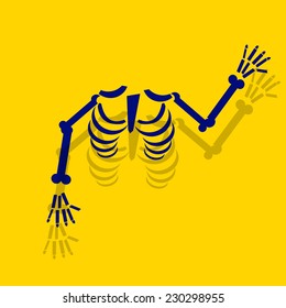 skeleton ribs arms and hands bone icon illustration vector