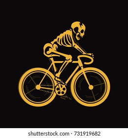 Skeleton Ride Fixed Gear Bike : Layered Vector Illustration - Easy to Edit