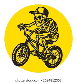 Skeleton Rider With a Bike Vector