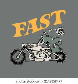 Skeleton Is Riding A Motorbike Vector Design.