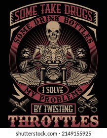 Skeleton Riding Motorcycle TShirt Design For Bikers