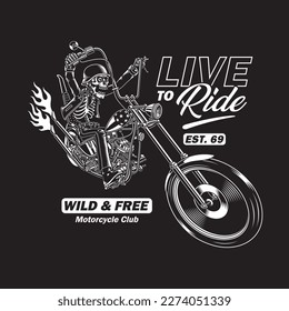 Skeleton Riding Motorcycle Vector Graphics