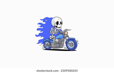 skeleton riding motorcycle vector mascot design