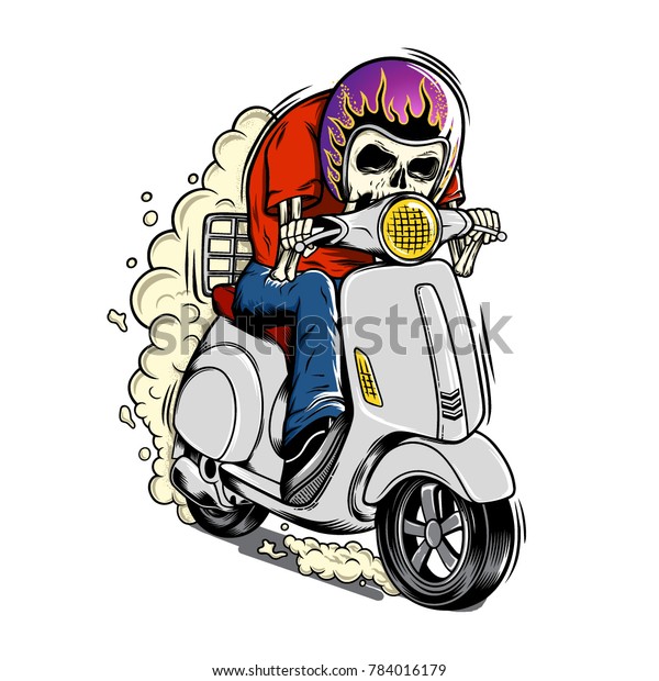 Skeleton Riding Scooter Matic Image Vectorielle De Stock Libre De Droits