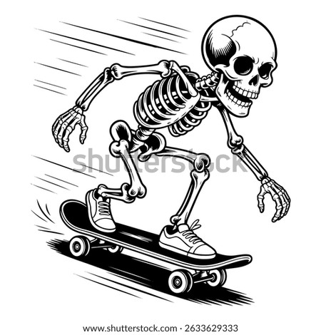 Skeleton riding a skateboard vector design