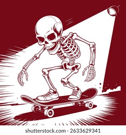 Skeleton riding a skateboard , vector illustration