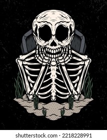 Skeleton sad illustration design concepts.