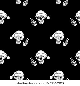Skeleton Santa Claus in a Cup on black background