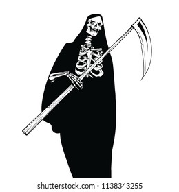 Skeleton with a scythe with a scythe in hand, reaper