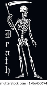 skeleton with a scythe, vintage design t shirts