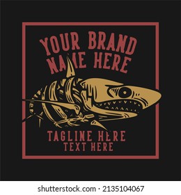 skeleton shark vintage t shirt design template