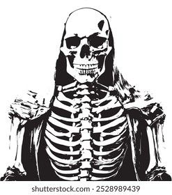 skeleton in a sheet on a transparent background 