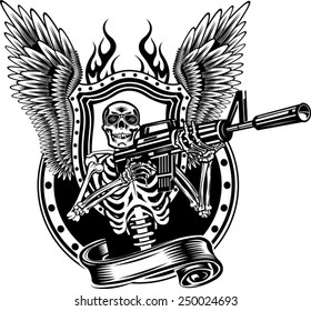 Skeleton Shooting a Rifle. 