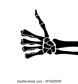 Skeleton shows like sign gesture thumb isolated, vector illustration