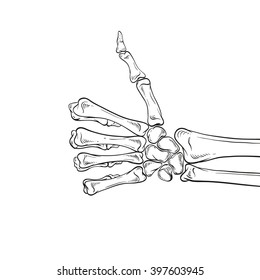 Skeleton shows like sign gesture thumb isolated, vector illustration