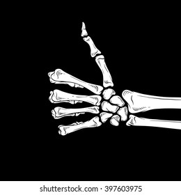 Skeleton shows like sign gesture thumb isolated, vector illustration