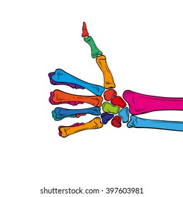 Skeleton shows like sign gesture thumb isolated, vector illustration