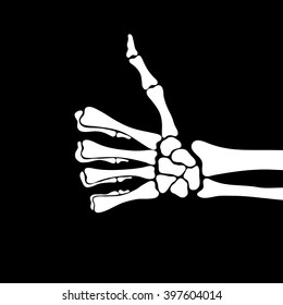 Skeleton shows like sign gesture thumb isolated, vector illustration