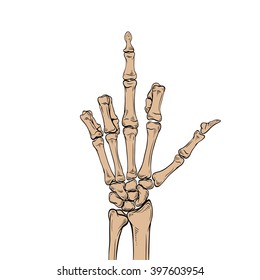 Skeleton Shows Middle Finger, Vector Illustration