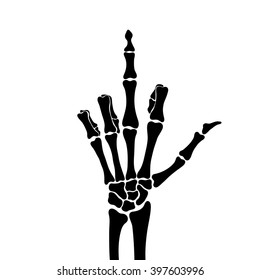 Skeleton Shows Middle Finger, Vector Illustration