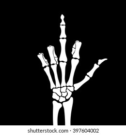 Skeleton Shows Middle Finger, Vector Illustration