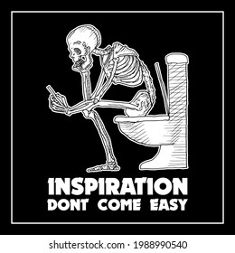 Skeleton sitting at toilet looking for some inspiration for his project