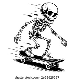 Skeleton skateboarding illustration vector illustration	