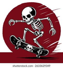 Skeleton skateboarding illustration vector illustration	