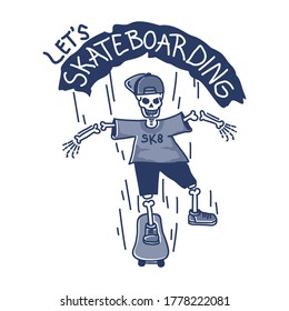 Skeleton Skateboarding vector art for logo, t-shirt design, wallpaper, sticker, web design .etc 2