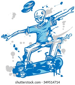 skeleton skater isolated   on white background