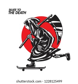 skeleton skater, Isolated vector illustration on white background.