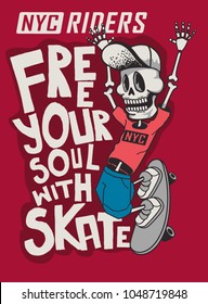 skeleton skater vector design 