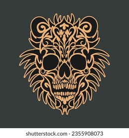Skeleton skull in black  and white logo illustration