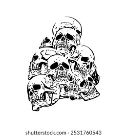 Skeleton skull gothic style ilustration vector design 